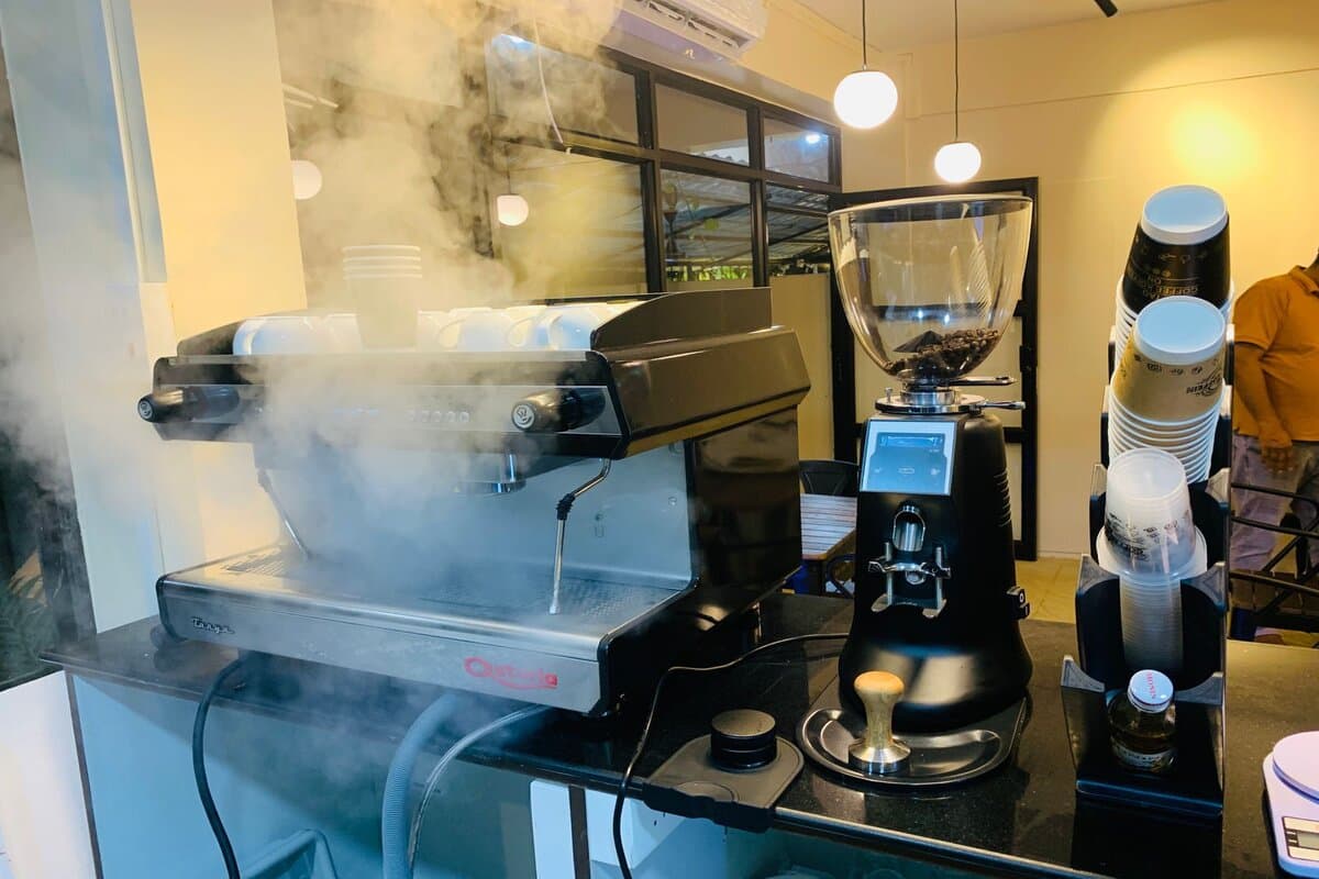 Coffee Koffein space - specialty coffee brewing area and customer seating